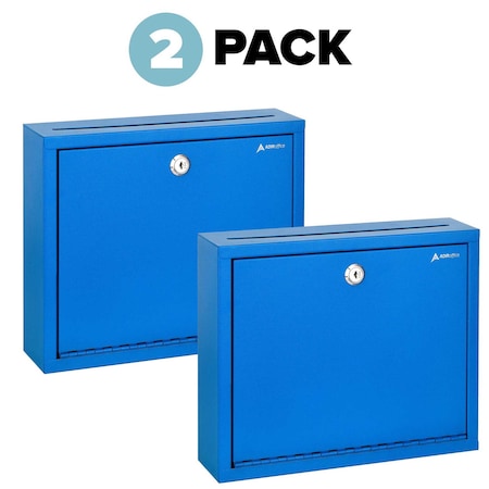 Adiroffice Wall Mountable Large Steel  Drop Box, PK2 ADI631-03-BLU-2pk
